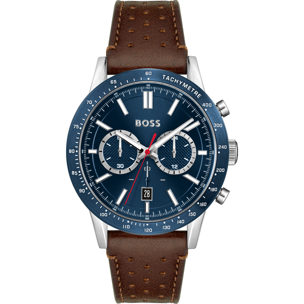 Gents Hugo Boss Stainless Steel Chronograph Brown Strap