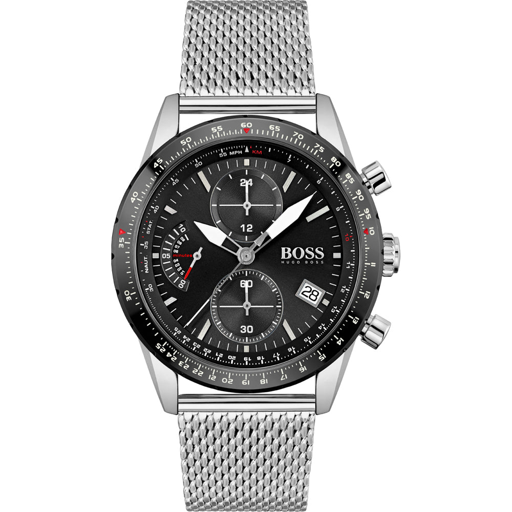 Gents Hugo Boss Stainless Steel Black Chronograph