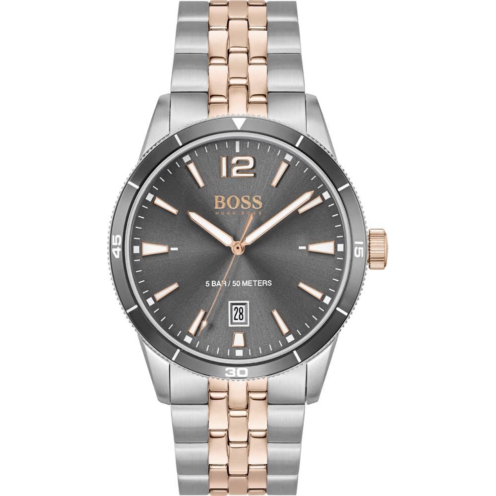 Gents Hugo Boss Gray Stainless Steel Black Dial