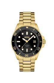 Gents Hugo Boss Rolled Gold Black Bezel