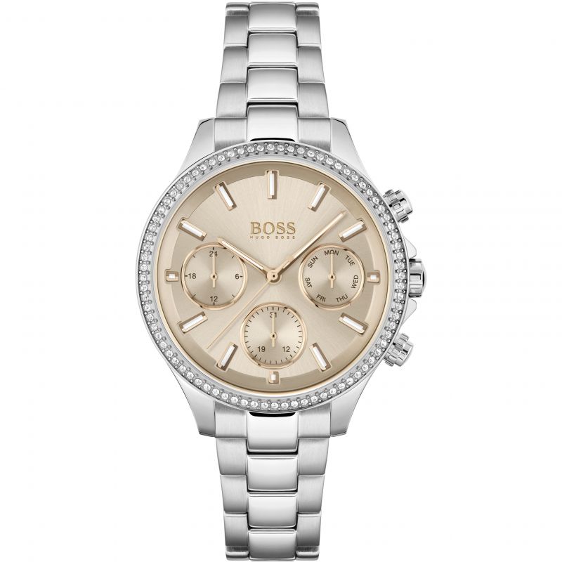 Ladies Hugo Boss Stainless Steel Chronograph Stone Set Bezel