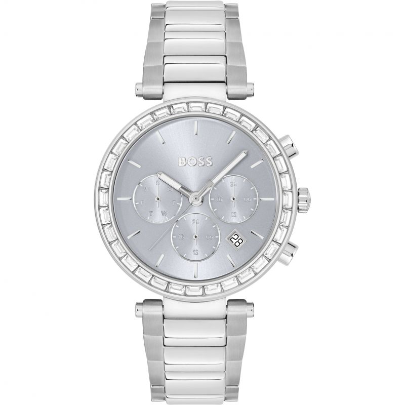 Ladies Hugo Boss Light Blue Chronoraph Watch With Cubic Zirconia