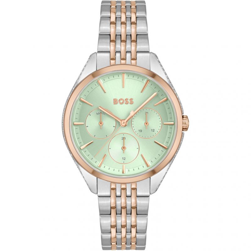 Ladies Hugo Boss Two Tone Mint Chronograph Dial