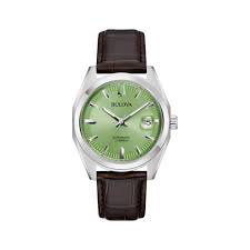 Gents Stainless Steel Bulova Surveyor Pistachio Green 39mm Automatic Watch