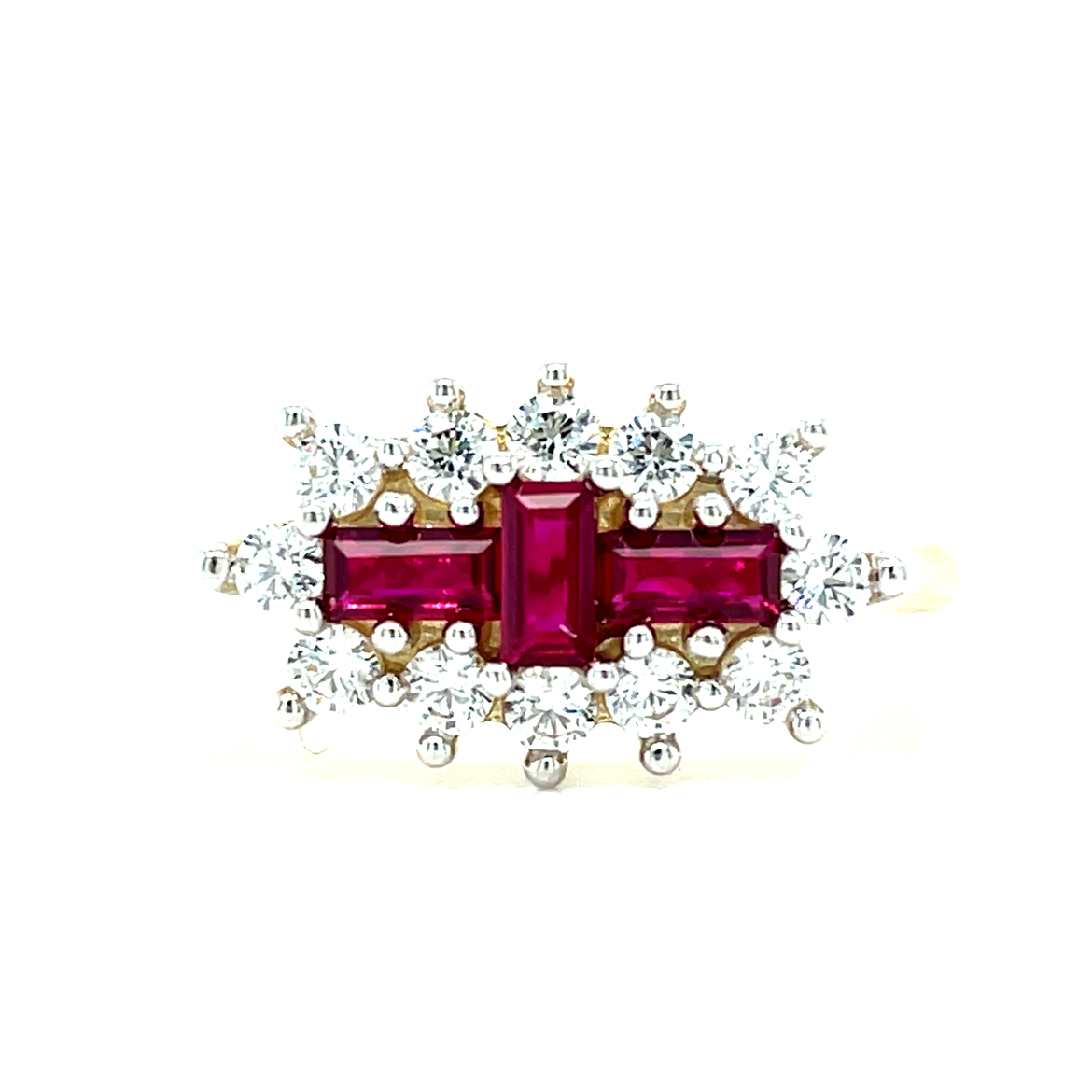 9ct Red & Cubic Zirconia Boat Cluster Ring