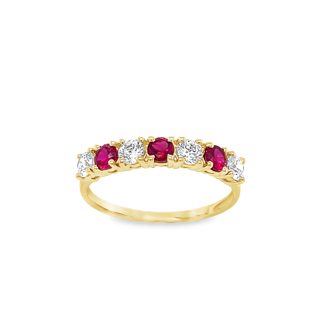 9ct Red & Cubic Zirconia 6 Stone Ring