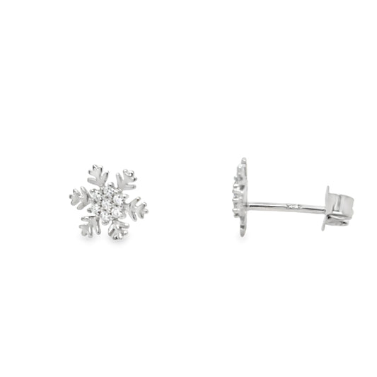 Sterling SIlver CZ Snowflake Earrings