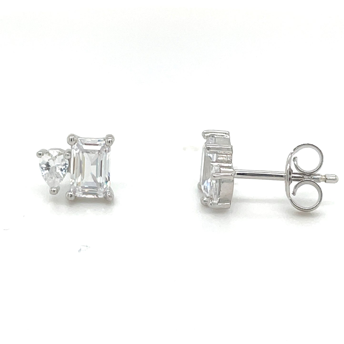 Sterling Silver Moi Et Toi CZ Earrings