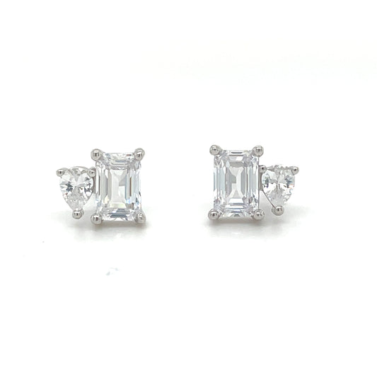 Sterling Silver Moi Et Toi CZ Earrings