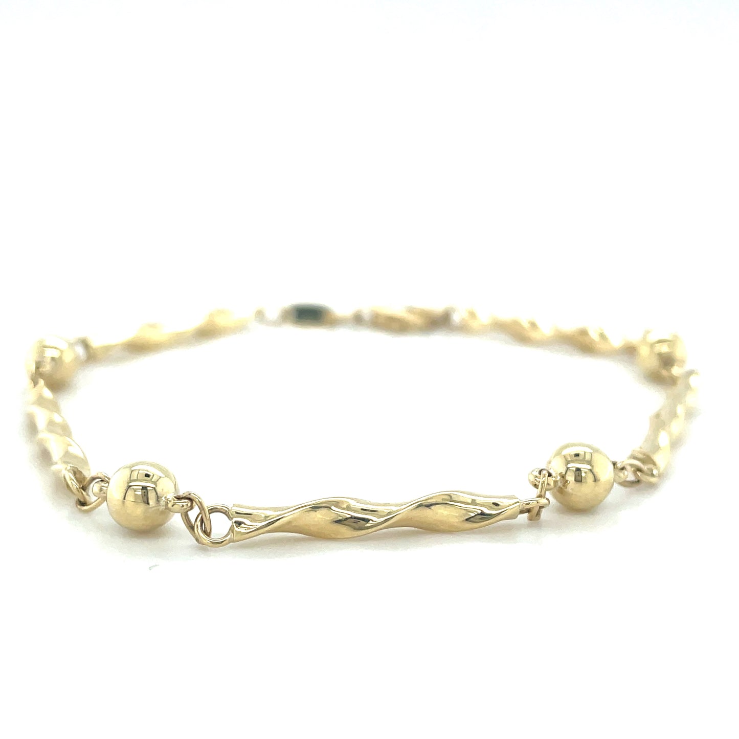 9ct Bracelet Bar Wave / Pol Ball