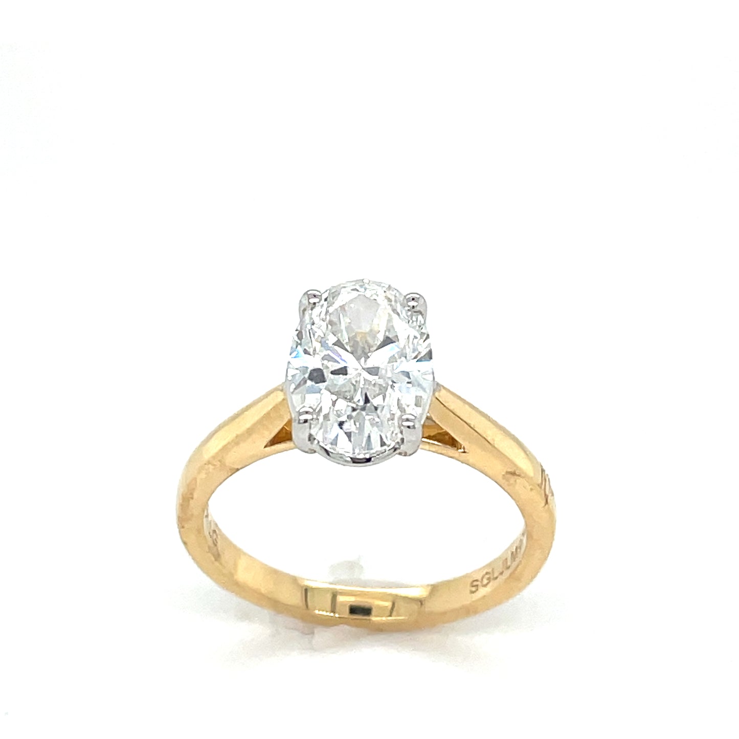 18ct Yellow Gold Oval Solitaire Cultured DIamond Ring 2.00ct