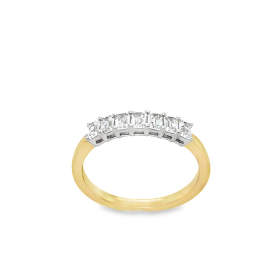 9ct Yellow Gold Seven Stone Baguette Cut CZ Eternity Ring