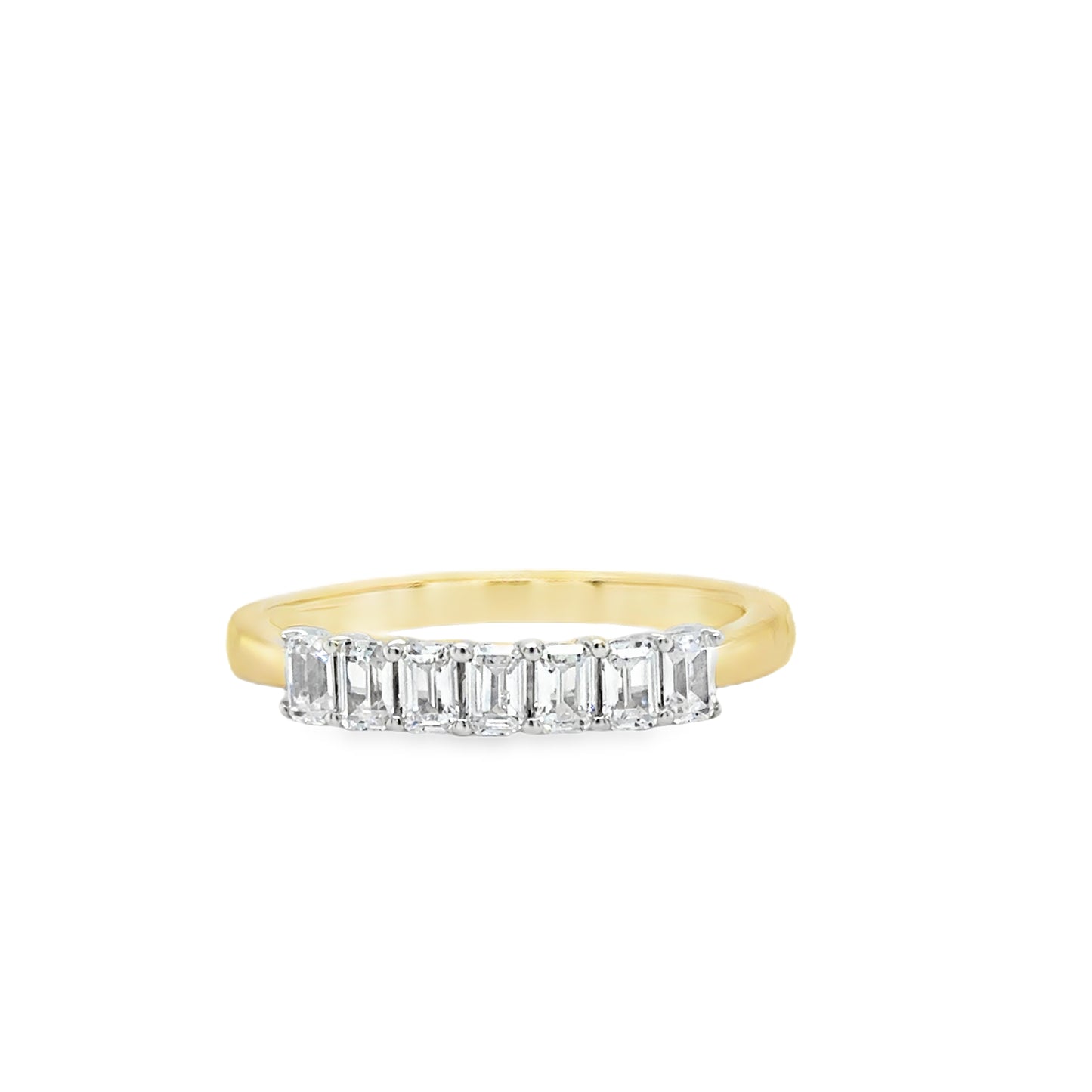 9ct Yellow Gold Seven Stone Baguette Cut CZ Eternity Ring