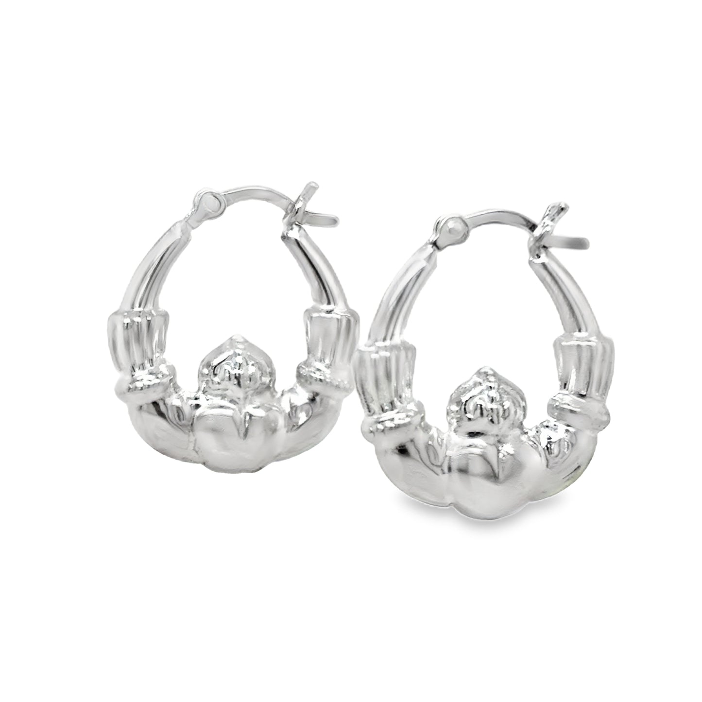 Sterling Silver Claddagh Hoop Earrings