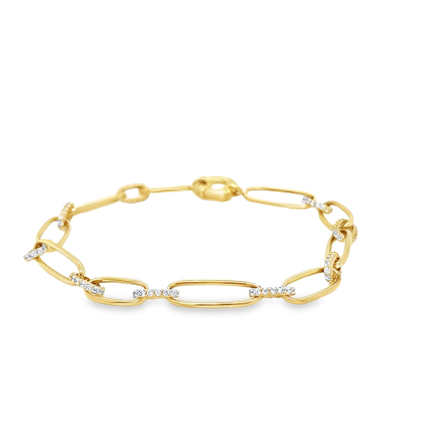 9ct Polished Oval Cubic Zirconia Link Bracelet 4.5g