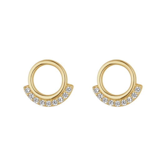 9ct Gold Open Circle Earring With Cubic Zirconia Detail