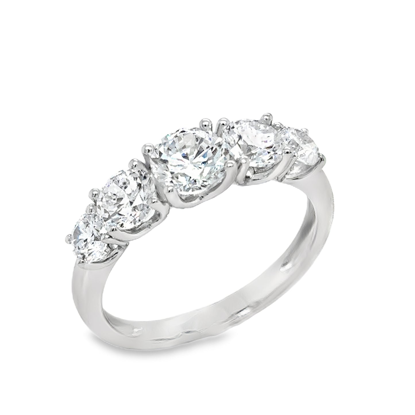 Sterling Silver Five Stone Cubic Zirconia Dress Ring