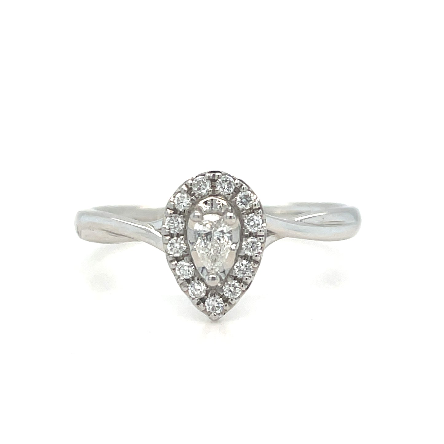 9ct White Gold Pear Shape Cluster Diamond Ring .20ct