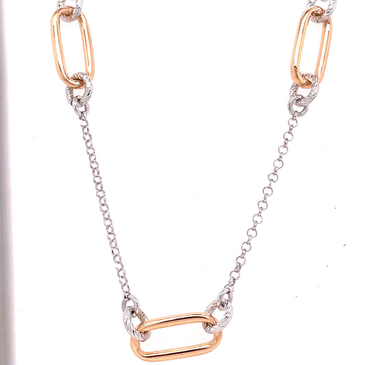 Sterling Silver/Rose Plated Paperlink Necklet