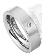 Gents Steelwear Stainless Steel Matte Ring With CZ Centre Stone