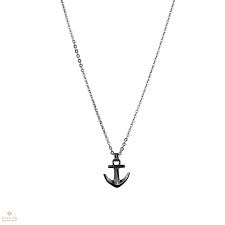 Gents Steelwear Stainless Steel Black Anchor Pendant