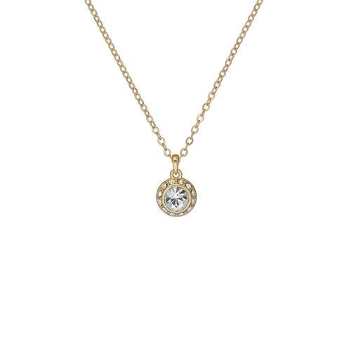 Ted Baker Soltell Gold Plated Solitaire Sparkle Crystal Round Pendant