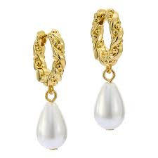 Ted Baker Tilly Gold Plated Pearl Twist Drop Hoops