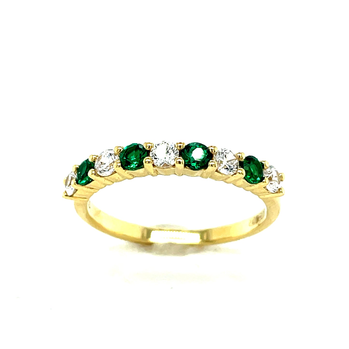 9ct 9 Stone Cubic Zirconia And Created Emerald Eternity Ring