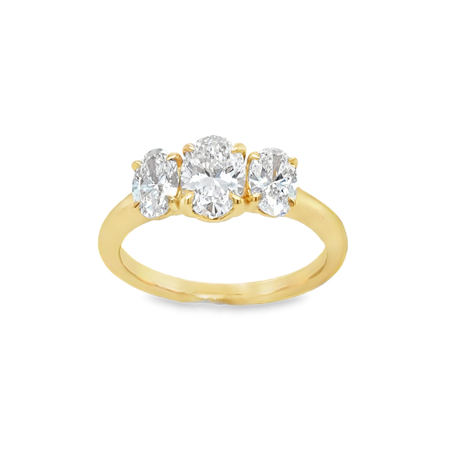 18ct Oval 3 Stone Cultured Diamond Ring 1.50ct