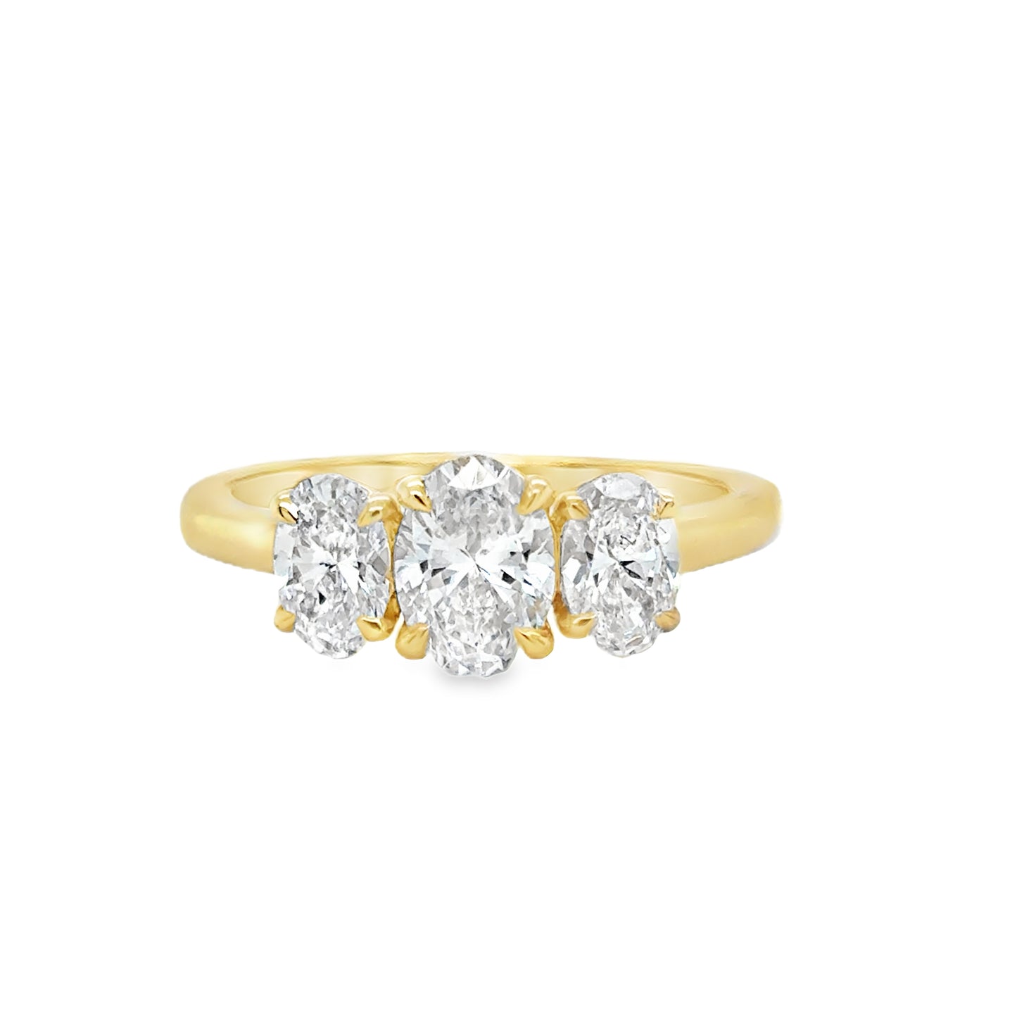 18ct Oval 3 Stone Cultured Diamond Ring 1.50ct