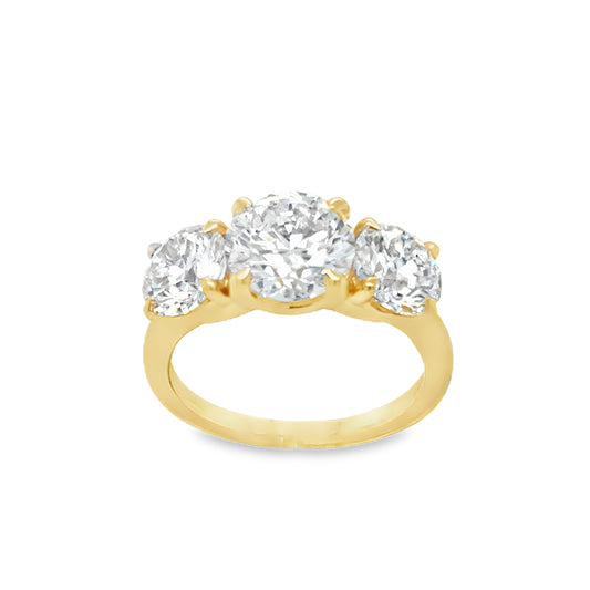 18ct Oval 3 Stone Cultured Diamond Ring 4.00ct