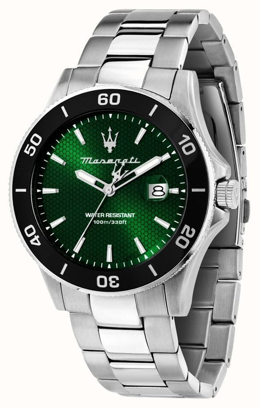 Gents Stainless Steel Maserati Competizione 43mm Green Dial Watch