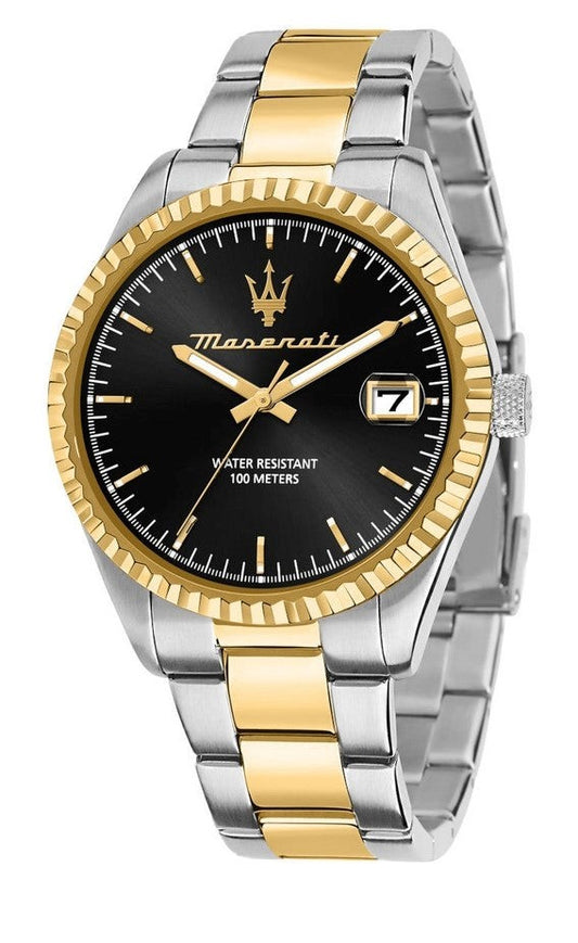 Gents Two Tone Maserati Competizione 43mm Black Dial Watch