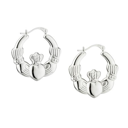 Sterling SIlver Plain Claddagh Hoops
