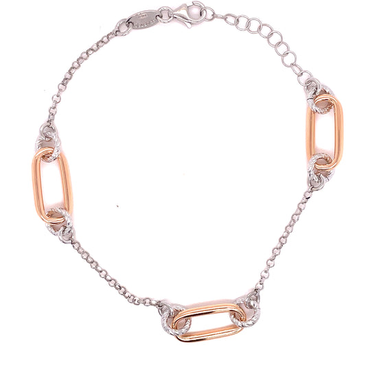 Sterling Silver + Rose Plated Paperlink Chain Bracelet