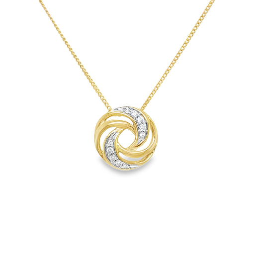 9ct Yellow Gold Diamond Swirl Pendant .05ct