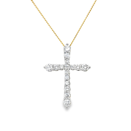 9ct Yellow Gold Diamond Set Cross Pendant .50ct