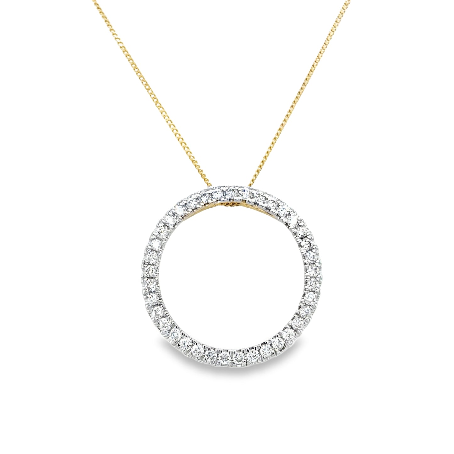 9ct Yellow Gold Diamond Set Open Circle Pendant .50ct