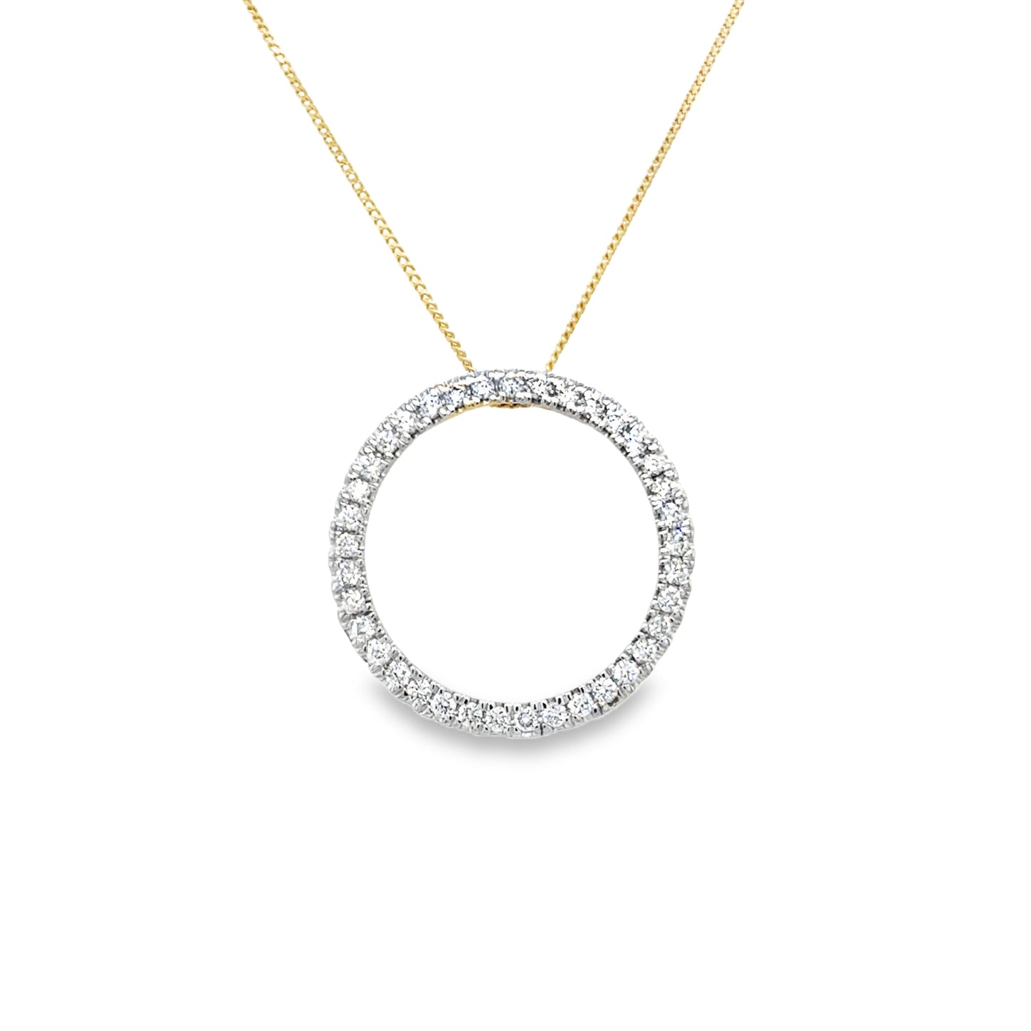 9ct Yellow Gold Diamond Set Open Circle Pendant .50ct