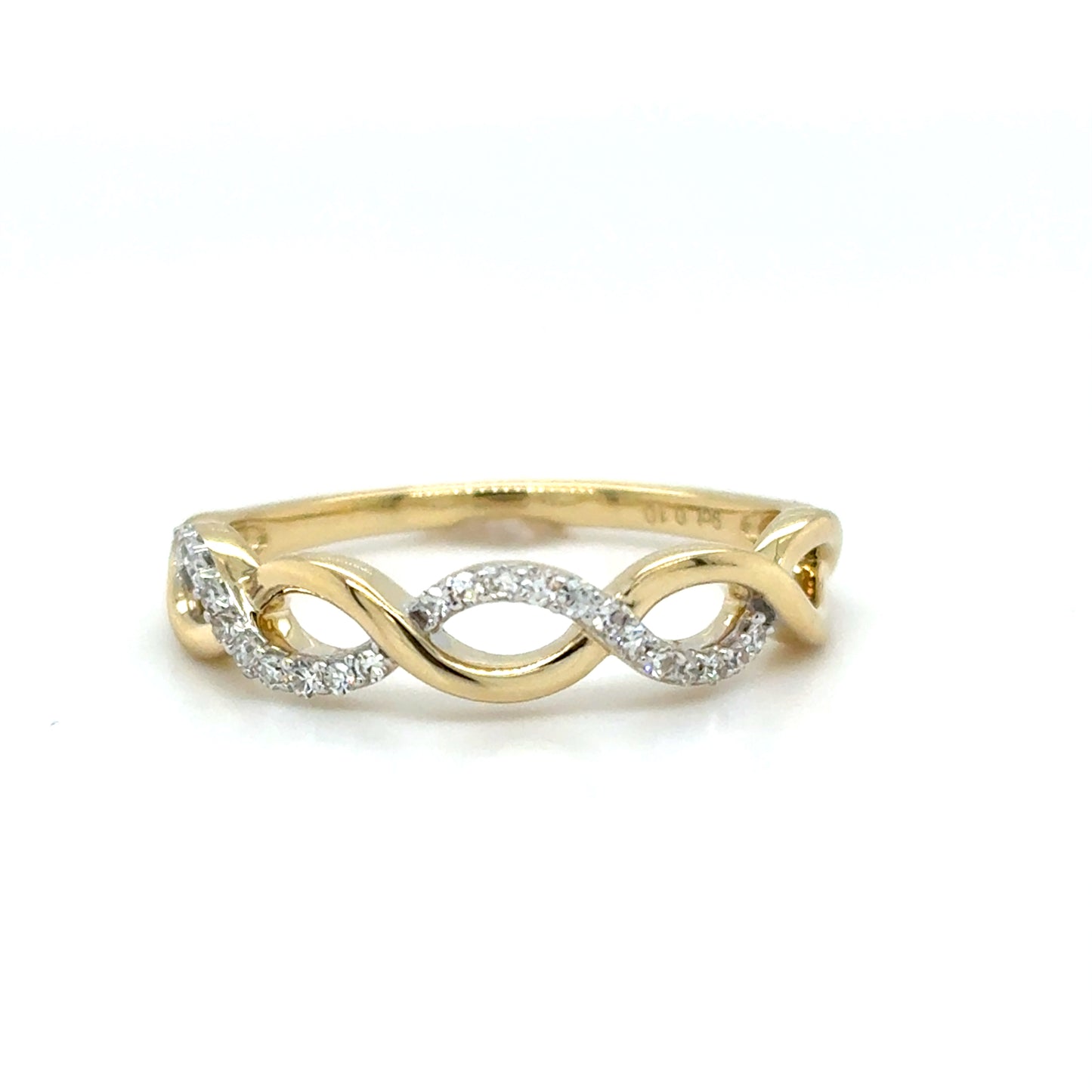 9ct Yellow Gold Two Strand Twist Diamond Ring .09ct