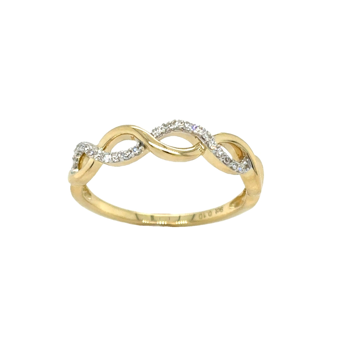 9ct Yellow Gold Two Strand Twist Diamond Ring .09ct