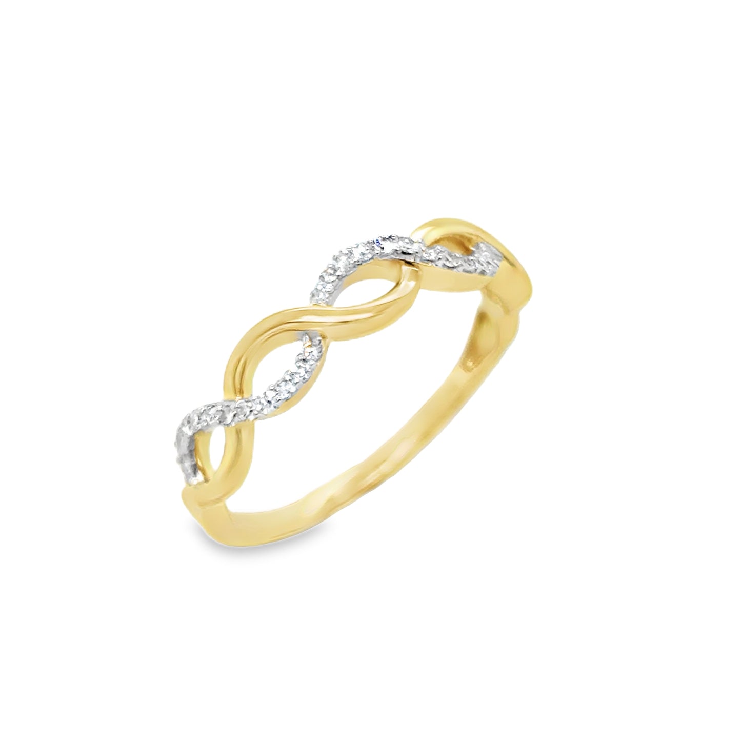 9ct Yellow Gold Two Strand Twist Diamond Ring .09ct