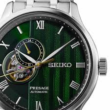 Gents Stainless Steel Seiko Presage 'Japanese Zen Garden' In Fern Green