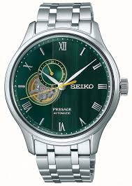 Gents Stainless Steel Seiko Presage 'Japanese Zen Garden' In Fern Green