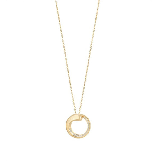 Sterling Silver Gold Plated CZ Open Circle Pendant