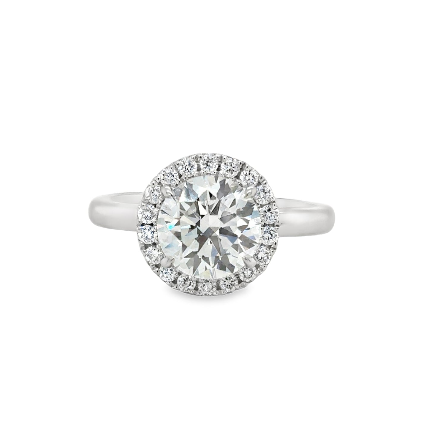 Platinum Round Brilliant Halo Cultured Diamond Ring 1.98ct
