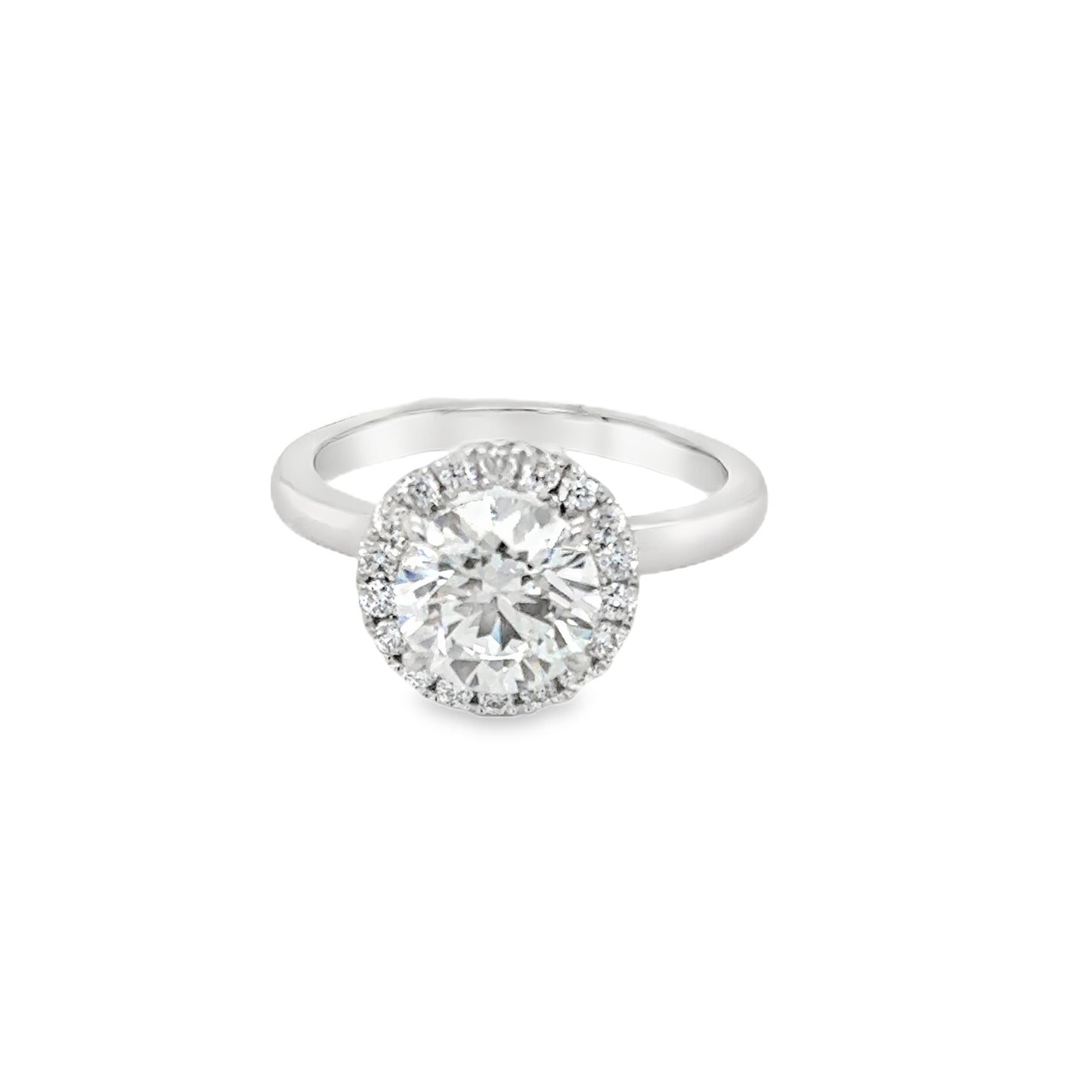 Platinum Round Brilliant Halo Cultured Diamond Ring 1.98ct