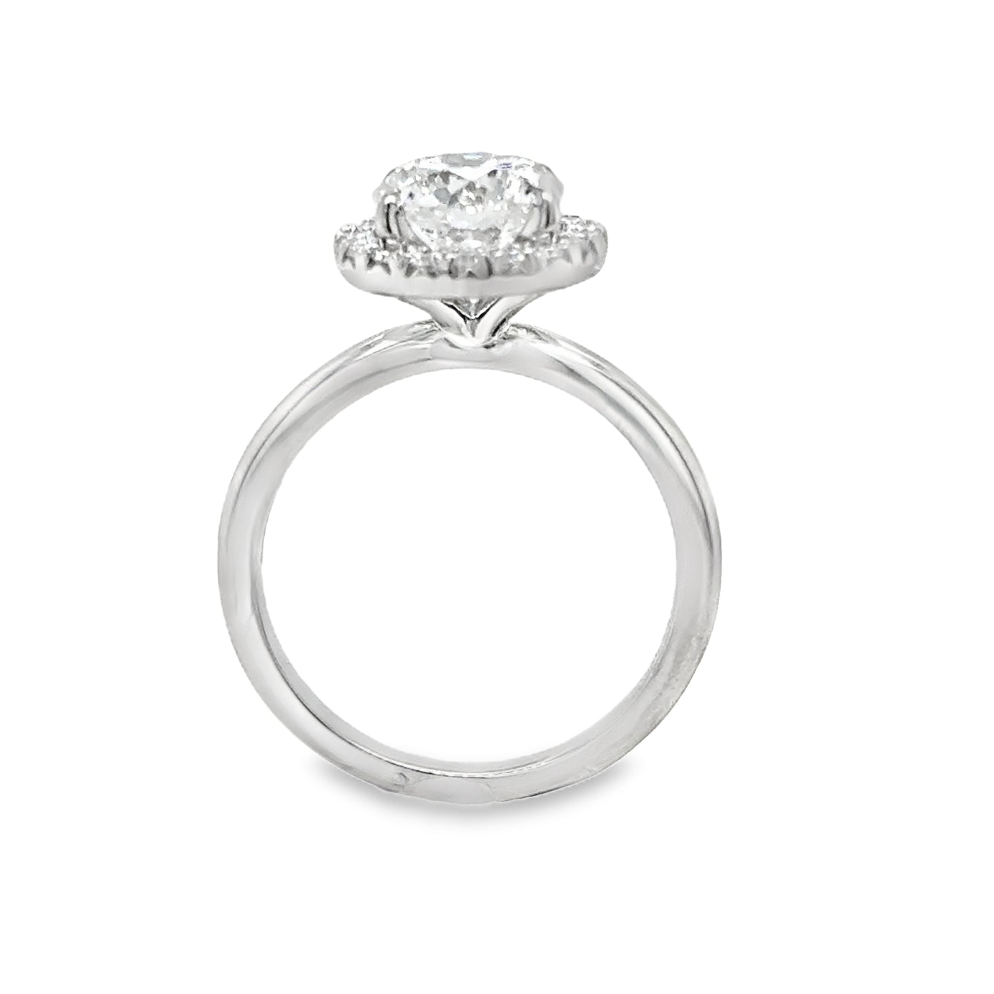 Platinum Round Brilliant Halo Cultured Diamond Ring 1.98ct