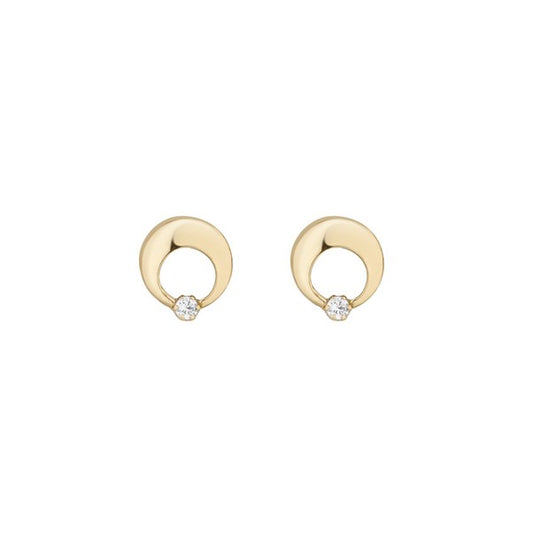 9ct CZ Open Circle Stud Earrings