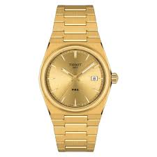 Ladies Rolled Gold Tissot PRX 35mm Gold Dial Watch